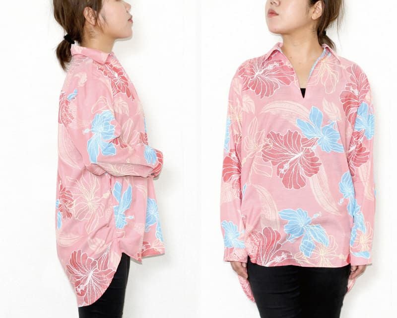 かりゆしウェア平置き画像（ピンク）