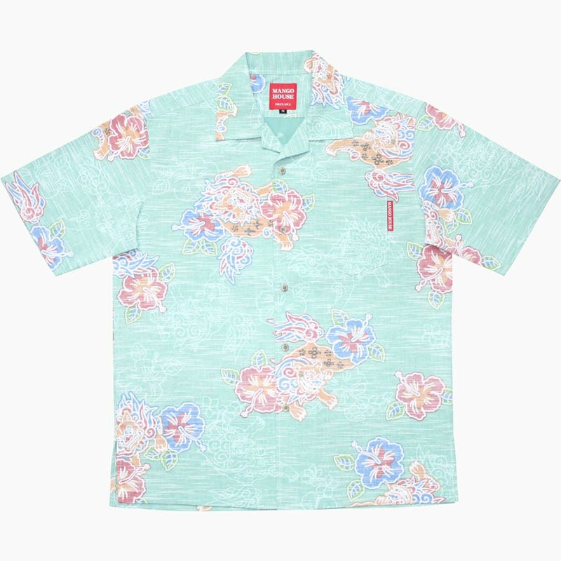 かりゆしウェア平置き画像（ターコイズかりゆしウェア平置き画像（ブルー））