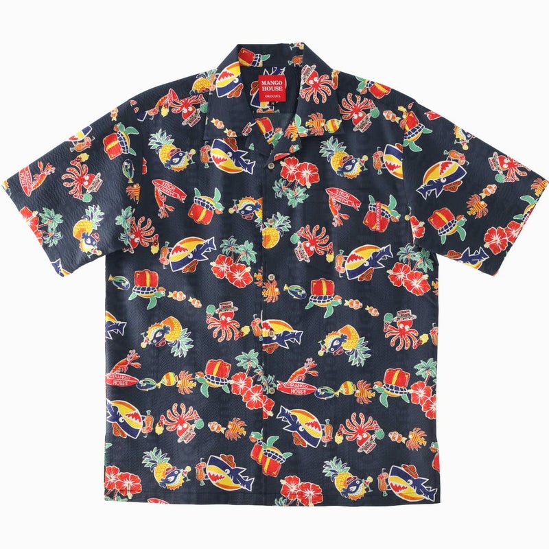 かりゆしウェア平置き画像（ネイビー）