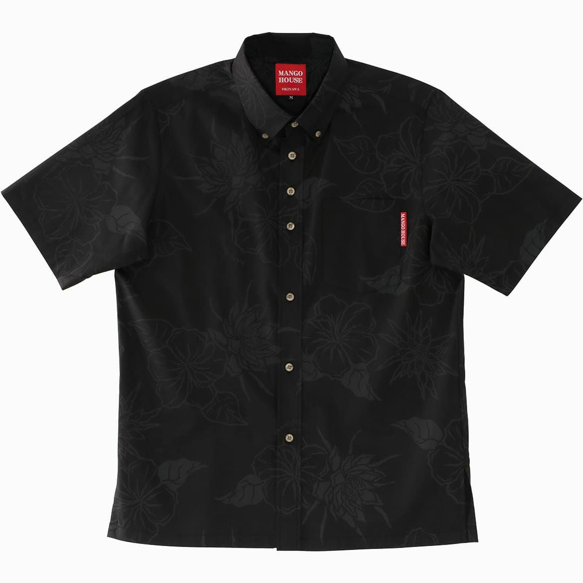 ラッカーかりゆしウェア平置き画像（ブラック）