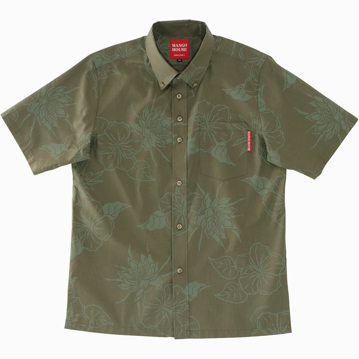 ラッカーかりゆしウェア平置き画像（カーキー）