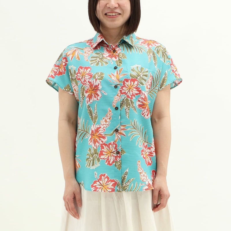 かりゆしウェア平置き画像（ターコイズかりゆしウェア平置き画像（ブルー））