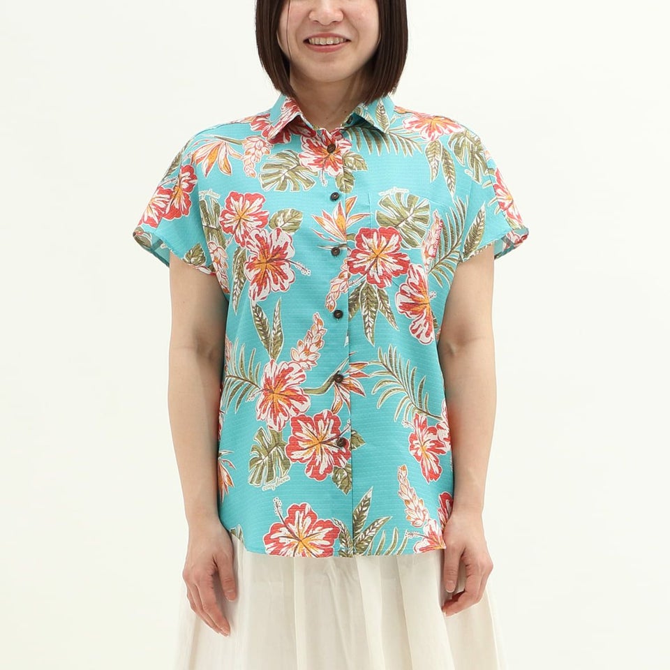かりゆしウェア平置き画像（ターコイズかりゆしウェア平置き画像（ブルー））