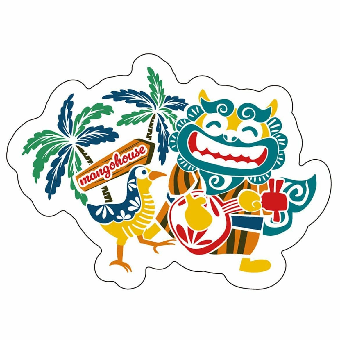 あっちゃめーシーサー三線・ミニステッカー