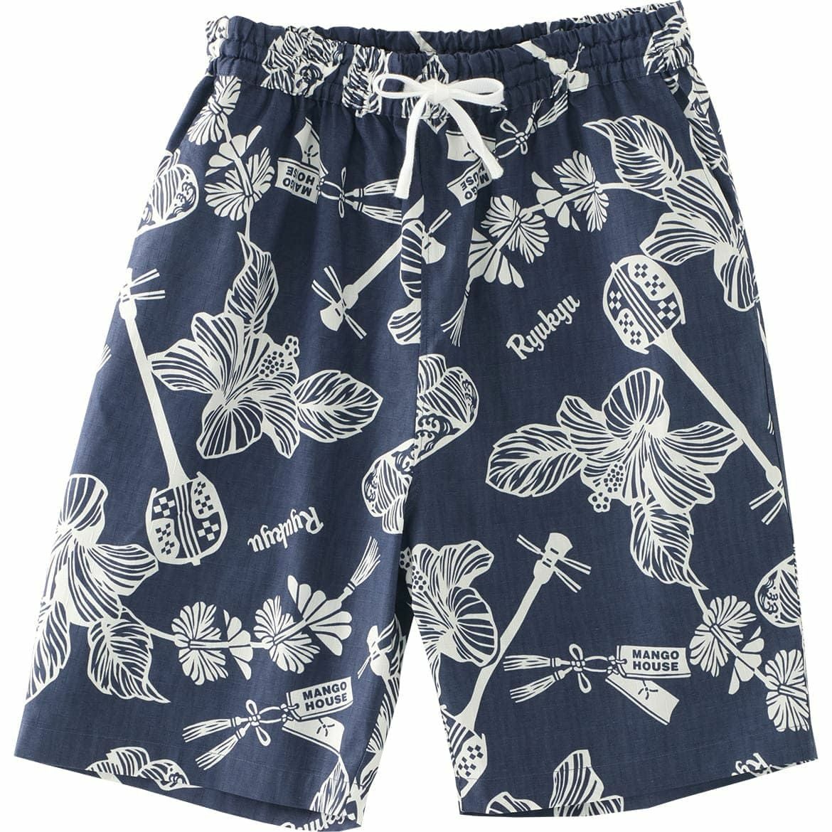 かりゆしウェア　ハーフパンツ　サムネイル画像　ネイビー