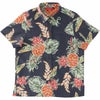 沖縄マンゴハウスのパイナップル柄かりゆしウェア全5色（ネイビー）のデザイン紹介｜南国リゾート風アロハシャツ
