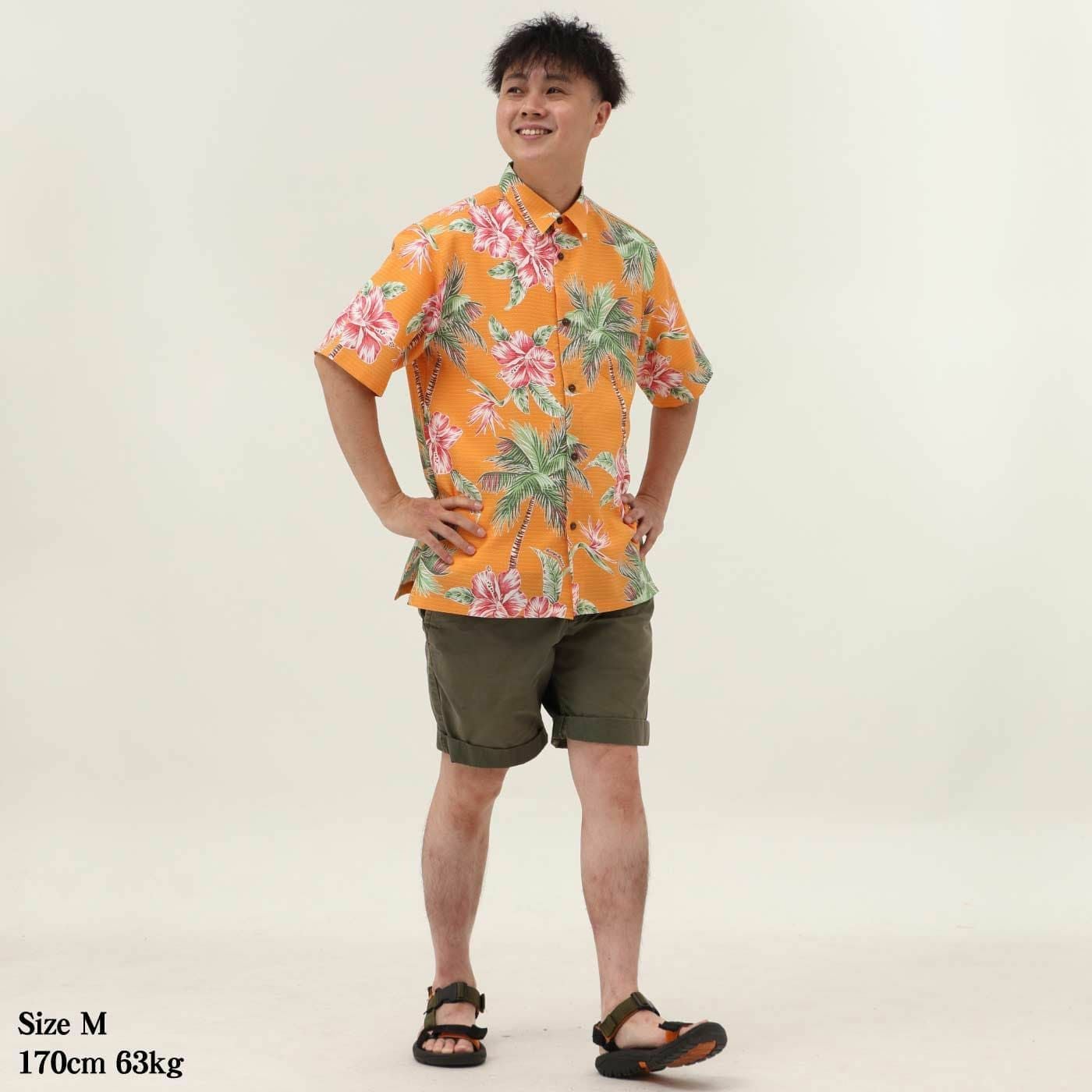 251158 ヤシの木リゾート メンズ かりゆしウェア 沖縄アロハシャツ専門
