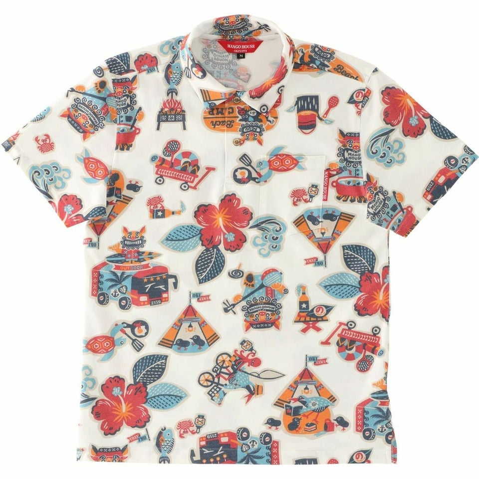 かりゆし　ポロシャツ　サムネイル画像　アイボリー