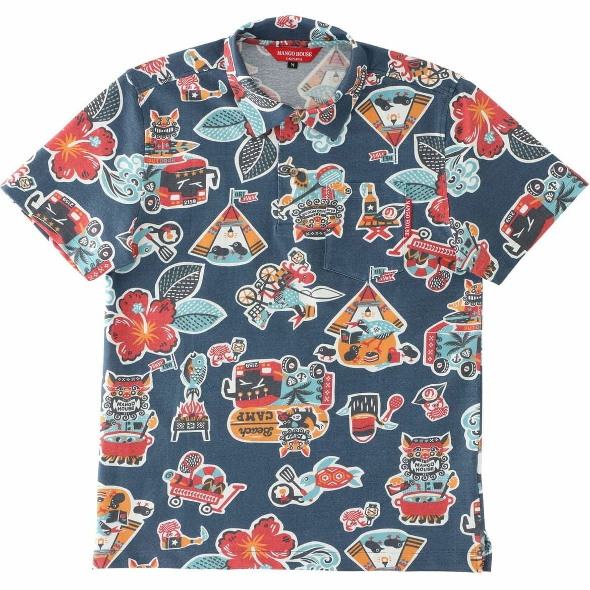 かりゆし　ポロシャツ　サムネイル画像　ネイビー