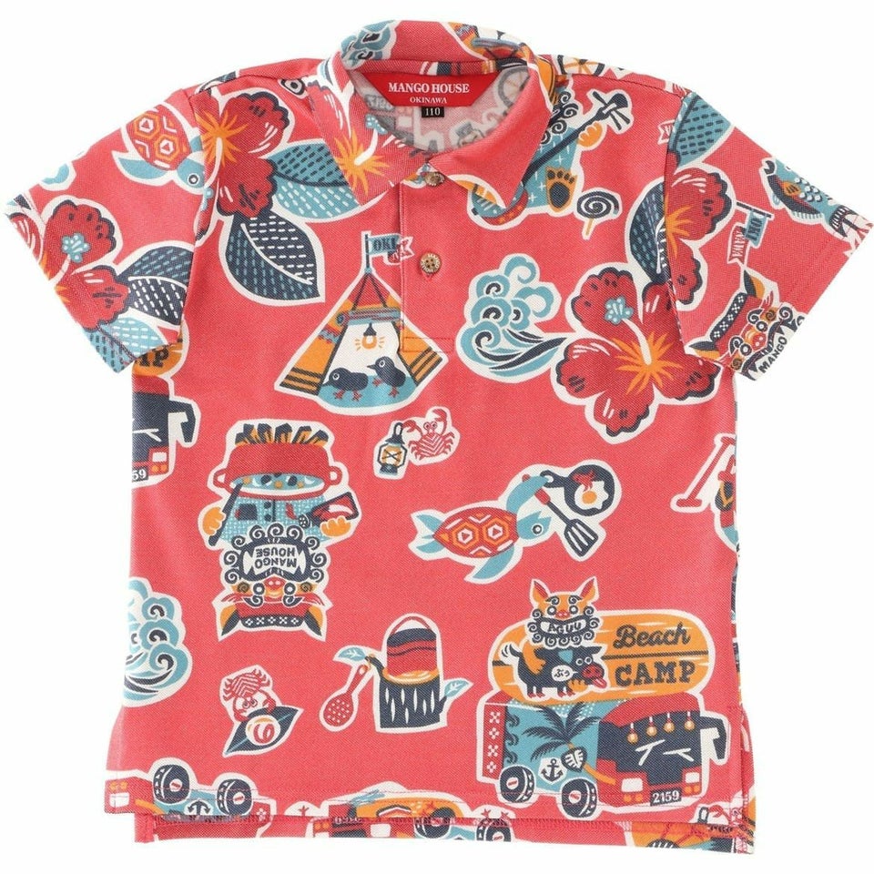 かりゆしポロシャツ　サムネイル画像　ピンク