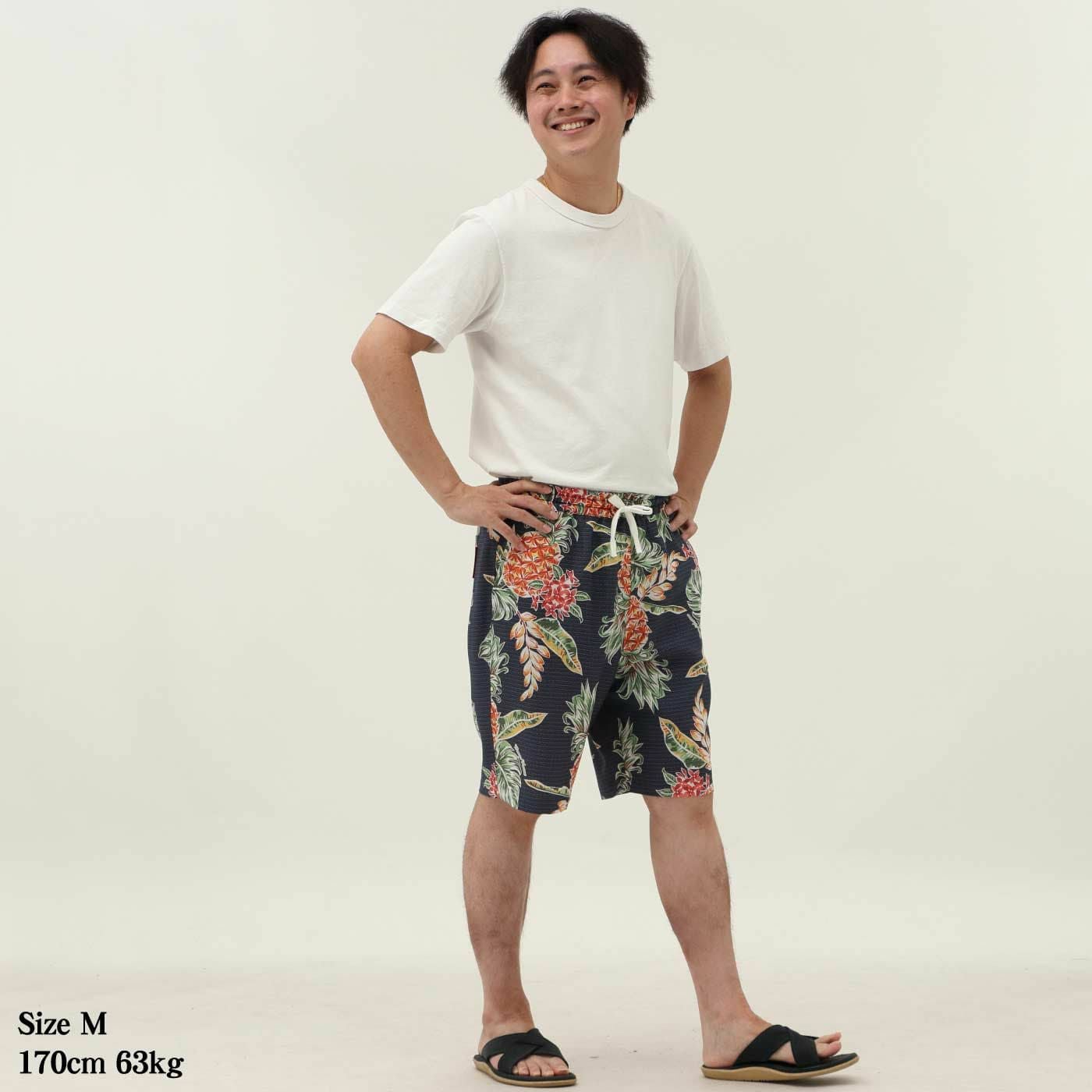 ハーフパンツ 南国ゆがふうパイン メンズ かりゆしウェア 沖縄アロハ