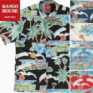マンゴハウス かりゆしウェア 色展開 アイボリー・ネイビー・ブラック・レッド 南国リゾート柄 メンズシャツ