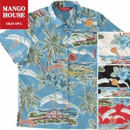 マンゴハウス かりゆしウェア 色展開 アイボリー・ネイビー・ブラック・レッド 南国リゾート柄 レディースシャツ