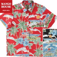 マンゴハウス かりゆしウェア 色展開 アイボリー・ネイビー・ブラック・レッド 南国リゾート柄 レディースシャツ