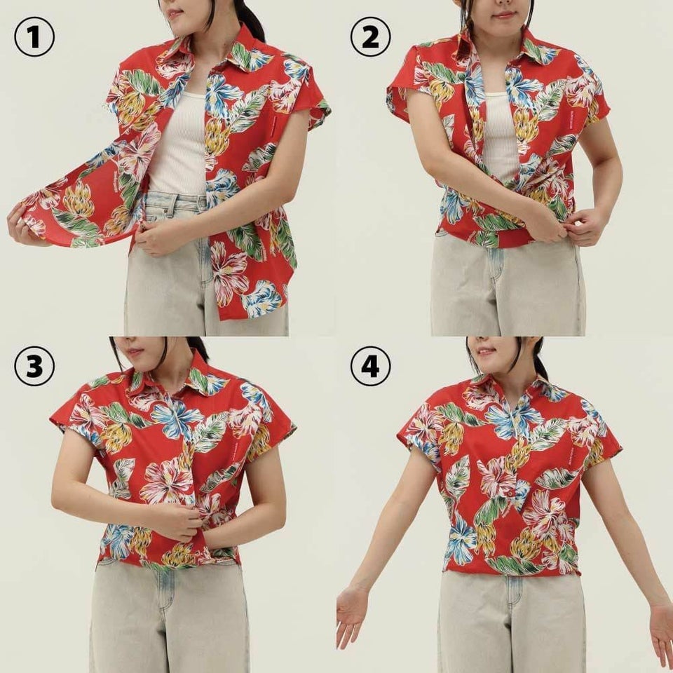 かりゆしウェアモデル着用画像（着方）