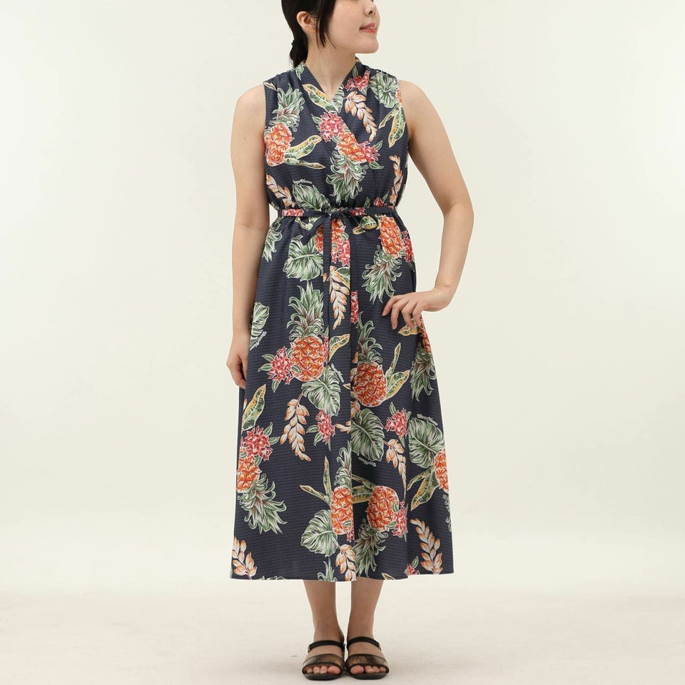 かりゆしウェア　レディース　ワンピース（ネイビー）