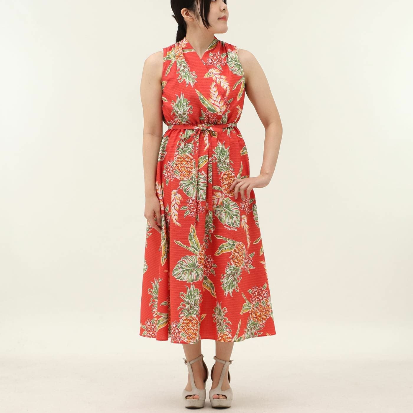 かりゆしウェア　レディース　ワンピース（レッド）