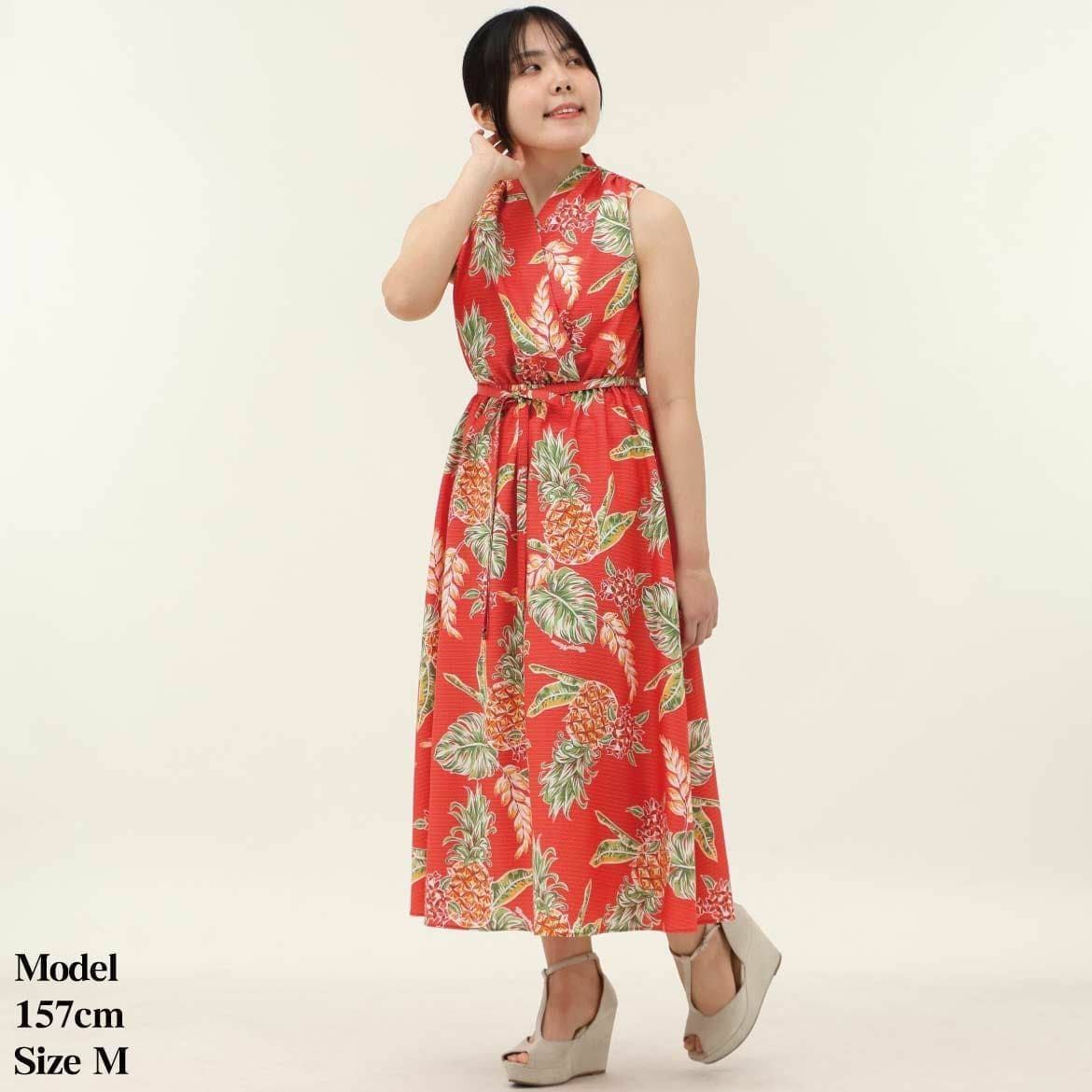 かりゆしウェア　レディース　ワンピース（レッド）